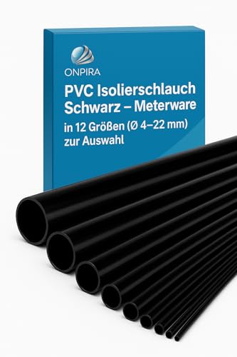 PVC Isolierschlauch schwarz Meterware in 12 Größen von 4mm... - Jardin & Extérieur Amazon Allemagne à 1.45€