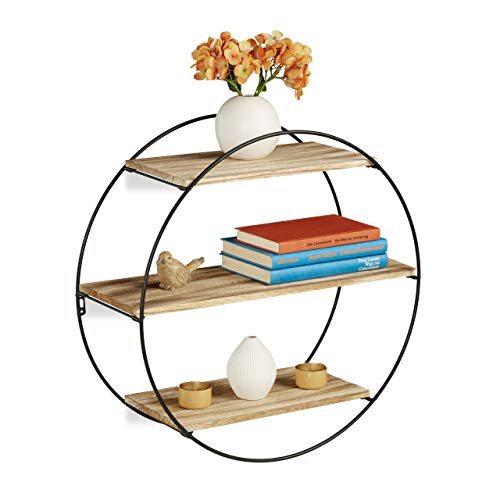 Relaxdays Wandregal rund, schwebendes Dekoregal mit 3... - Maison & Cuisine en promo à 23.47€