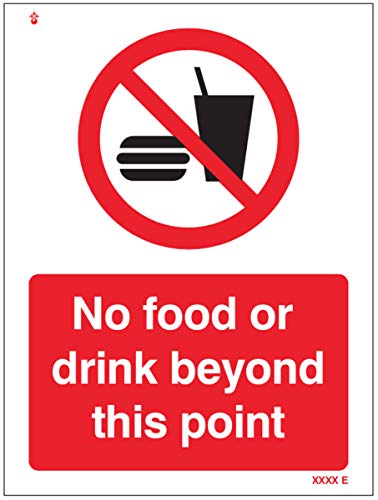 Panneau autocollant en vinyle « No food or drink beyond... - Maison & Cuisine Amazon France à 4.65€