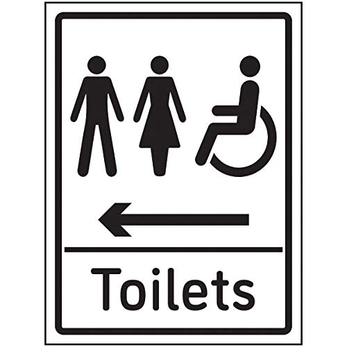 V Safety Mixed Toilets Arrow Left Sign - 150x200mm - 1mm... - Maison & Cuisine en promo à 1.89€