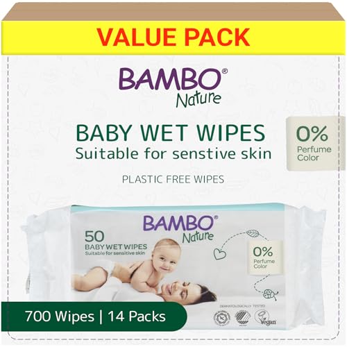 Bambo Nature Plastic-Free Wet Wipes (14x 50), Newborn... - Bébé & Puériculture en promo à 19.81€