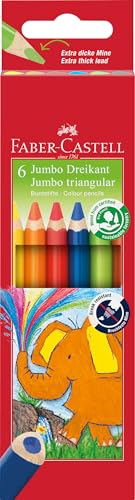 FABER-CASTELL Crayons de Couleur Triangulaire Jumbo, étui 6 en promo à 3,60€ (-52%) sur Amazon FR
