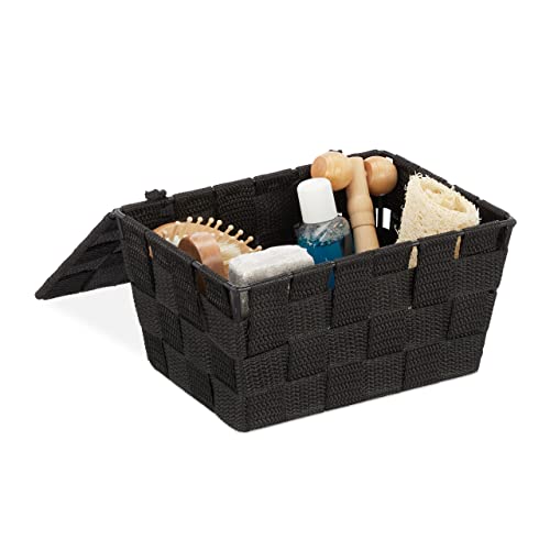 Relaxdays Lidded Storage Basket with Lid, Bathroom Storage... - Sports & Fitness en promo à 19.00€