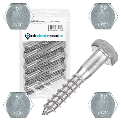 Sechskant Holzschrauben 6 x 45 mm – DIN 571 – Edelstahl A2... - Bricolage & Outils Amazon Allemagne à 1.82€