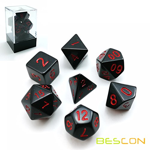 Bescon Polyhedral Dice Set Opaque Black with Red Numbers... - Jouets & Jeux Amazon Espagne à 2.48€