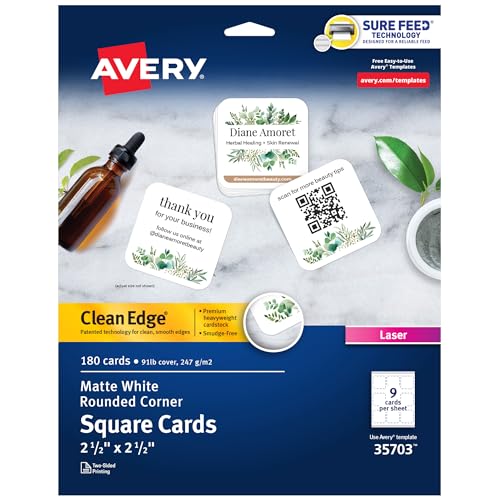 Avery Tarjetas cuadradas con bordes redondeados, 6,3 x 8,9... - Fournitures Bureau en promo à 9.77€