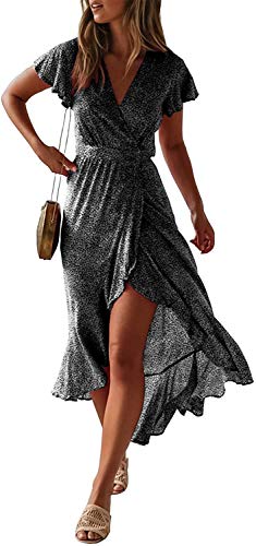 ZESICA Maxi Abito da Donna con Scollo a V a Maniche Corte... - Amazon Italy à 11.92€