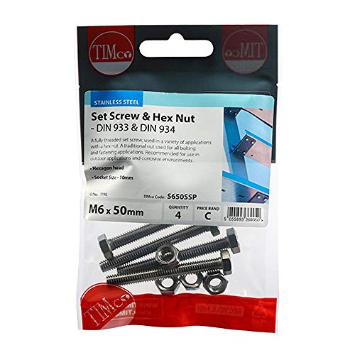 TIMCO Set Screws DIN933 Hex & Nut DIN934 Silver A2... - Maison & Cuisine Amazon Royaume-Uni à 2.35€