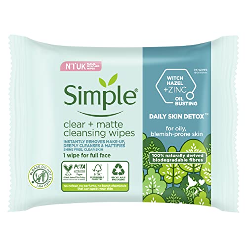 Simple Daily Skin Detox Clear + Matte Biodegradable Wipes... - Sports & Fitness en promo à 2.00€