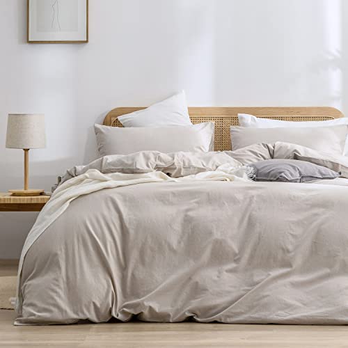 BESTOUCH Duvet Cover Set 100% Washed Cotton Linen Feel... - Nouvelle promo Amazon à 31.60€