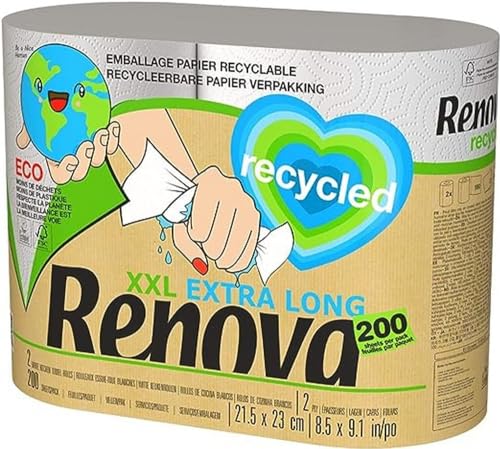 Renova RECYCLED XXL Paper Towel 2 Rolls, White, Large - Amazon Allemagne à 2.49€