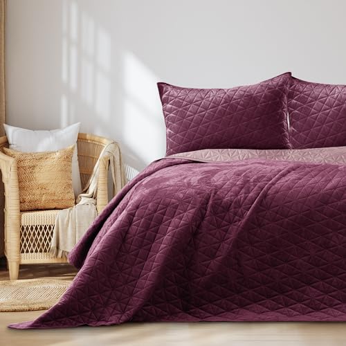 RESTILO Tagesdecke 200x220 cm violett lila zweiseitig... - Maison & Cuisine en promo à 24.30€