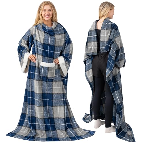 PAVILIA Deluxe Fleece Blanket with Sleeves for Adult, Men... - Maison & Cuisine Amazon Allemagne à 26.88€