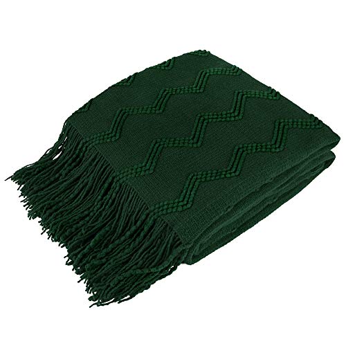 PAVILIA Gestrickte Decke mit Fransen, Smaragdgrün, dunkler... - Maison & Cuisine Amazon Allemagne à 15.99€