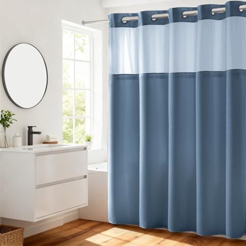 River Dream Blue Shower Curtain No Hooks Required Dotted... - Maison & Cuisine Amazon France à 24.61€