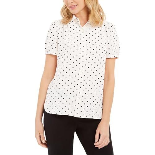 ANNE KLEIN Peter Pan Collar Short Sleeve Button Down Blouse... - Mode & Vêtements en promo à 46.10€