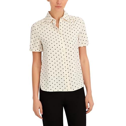 ANNE KLEIN Peter Pan Collar Short Sleeve Button Down Blouse... - Animalerie Amazon Italie à 46.59€