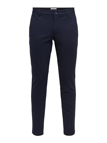 ONLY & SONS Male Pantalon Mark Rayures, Bleu Nuit, 28W x 34L - Maison & Cuisine Amazon France à 9.74€