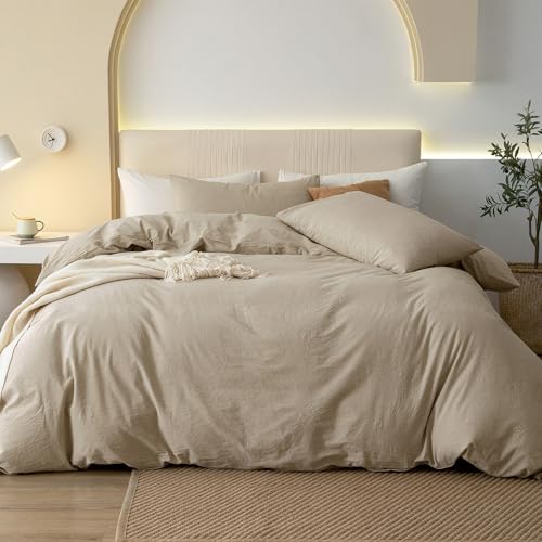 JIYUAN 100% Washed Cotton Duvet Cover Set Comfy Simple... - Maison & Cuisine Amazon Royaume-Uni à 28.98€