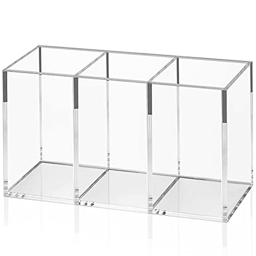 NIUBEE Acrylic Pen Holder 3 Compartments, Clear Pencil... - Bon plan à 5.66€