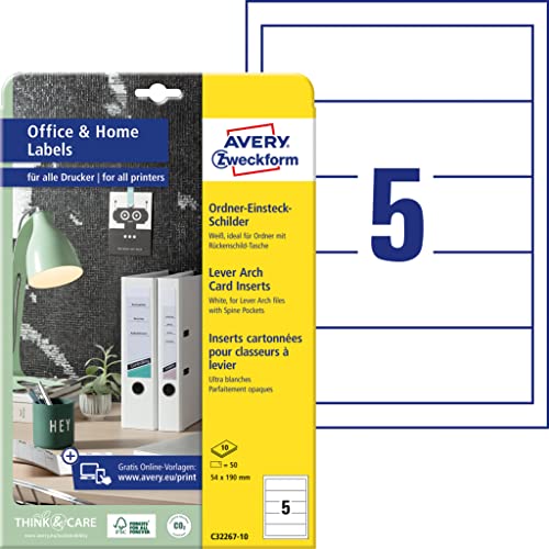 AVERY Zweckform C32267-10 Folder Spine Insertion Labels (50... - Maison & Cuisine Amazon Royaume-Uni à 5.52€