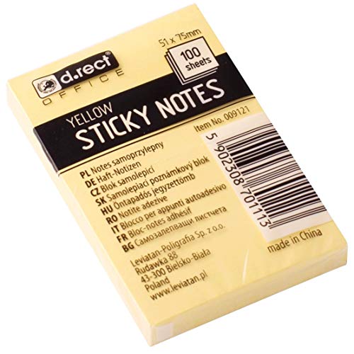 D.RECT Notes autocollantes 51 x 75 mm - 100 feuilles - Jaune - Fournitures Bureau en promo à 4.07€