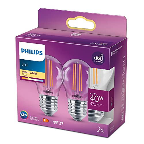 Philips ampoule LED Sphérique E27 40W Blanc Chaud Claire... en promo à 7,99€ (-50%) sur Amazon FR