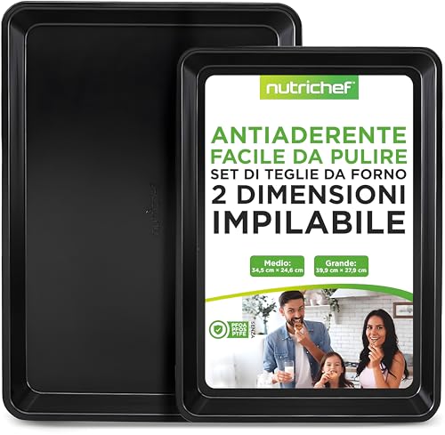 NutriChef Set di Teglie da Forno per Biscotti, Pane, Pizza... - Maison & Cuisine Amazon Italie à 19.99€