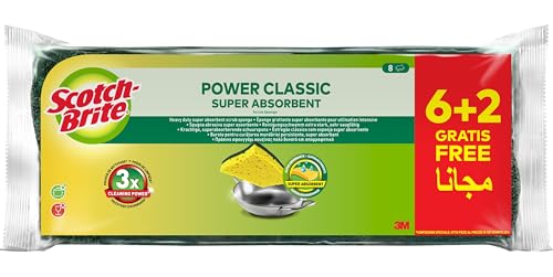 Scotch Brite Classic Éponge Vaisselle Grattante, 6 + 2... - Sports & Fitness en promo à 3.30€