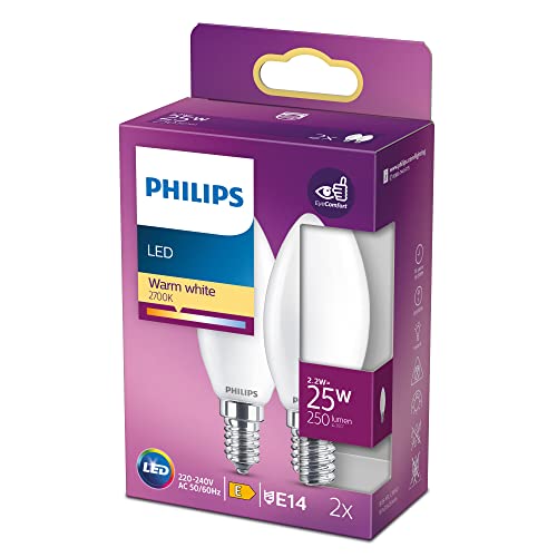 Philips LED,Lampadina Candela, 2 pz, 2.2W, attacco E14... - Maison & Cuisine Amazon Italie à 5.98€