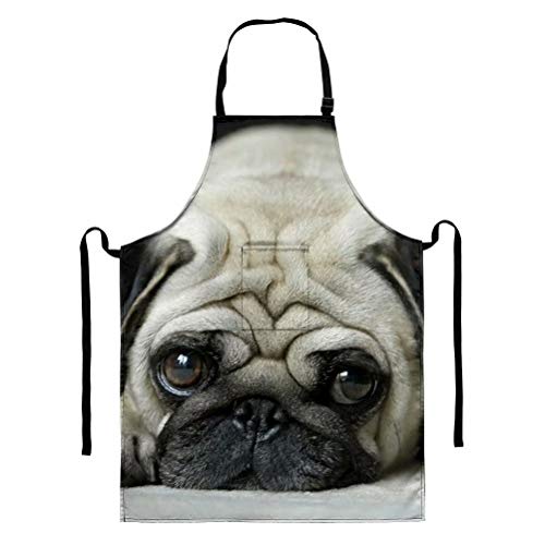 Dellukee Verstellbare Latzschürze mit Tasche Mops bedruckt... - Maison & Cuisine Amazon Allemagne à 0.71€