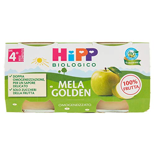 Hipp Omogeneizzato Mela Golden 100% Bio, 2x80g - Épicerie Amazon Italie à 2.00€
