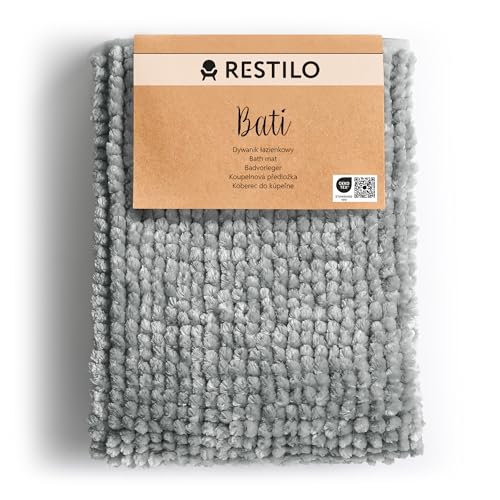 RESTILO Bath Mat 60 x 90 cm Soft non-slip Grey Bati - Sports & Fitness en promo à 12.50€