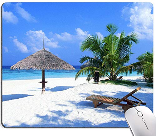 Tropical Beach Mouse Pad, Coconut Palm Trees Shadows on... - Fournitures Bureau en promo à 1.55€