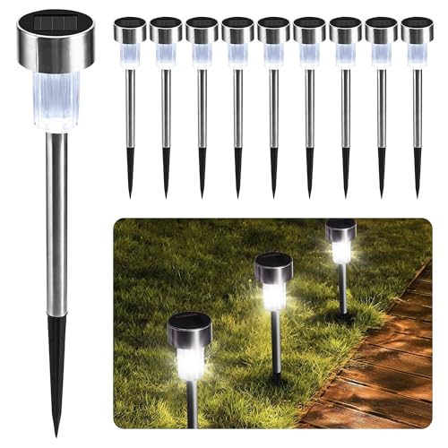 CUQOO Solar Garden Stake Lights - White 10 LED Waterproof... - Jardin & Extérieur Amazon Royaume-Uni à 12.99€