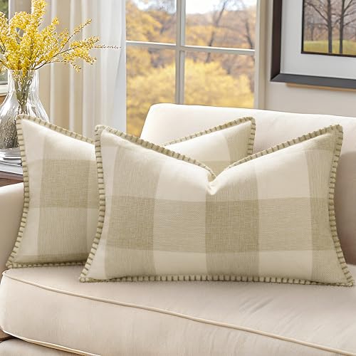 decorUhome Buffalo Karierte Kissenbezüge aus Leinen... - Amazon Germany à 8.08€
