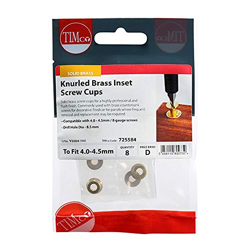 TIMCO Knurled Brass Inset Screw Cup - To fit 4.0, 4.2, 4.5... - Maison & Cuisine Amazon Royaume-Uni à 2.74€