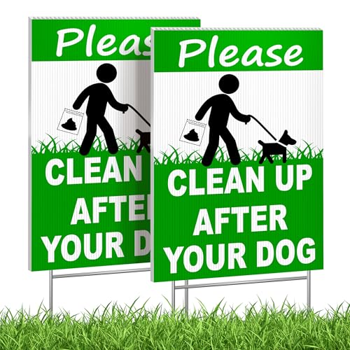 Lot de 2 panneaux « Clean Up After Your Dog » - Double face... en promo à 11,09€ (-52%) sur Amazon FR