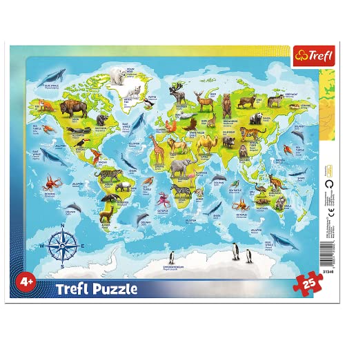 Trefl, Puzzle 25 pièces avec Carte du Monde d'animaux pour... - Jouets & Jeux en promo à 7.10€