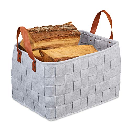 Relaxdays Felt Storage Basket, Foldable Firewood Bag... - Home & Kitchen Amazon UK à 12.93€