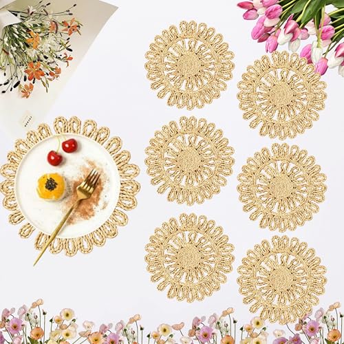 IcosaMro Round Woven Placemats for Dining Table 11.8 Inch... - Maison & Cuisine Amazon Royaume-Uni à 22.32€