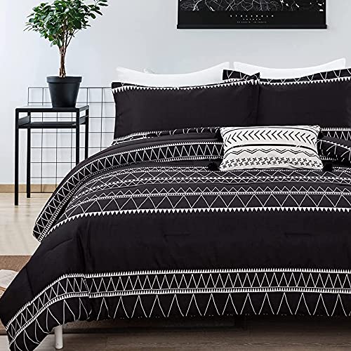 Black Comforter Set King (104"x 90"),Reversible Black Boho... - Maison & Cuisine Amazon Royaume-Uni à 14.09€