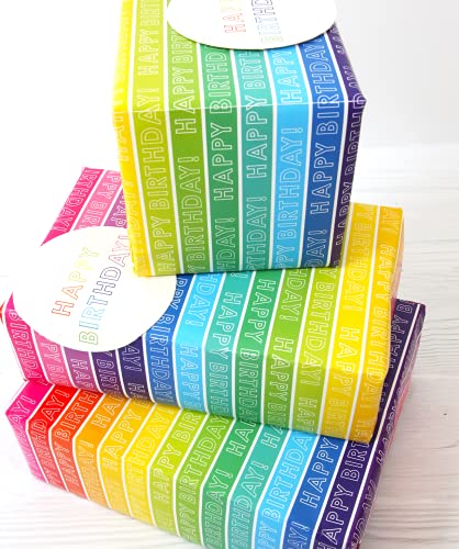 Abacus Cards – Rainbow Stripe Wrapping Paper – 2 Sheets & 2... - Maison & Cuisine en promo à 1.50€