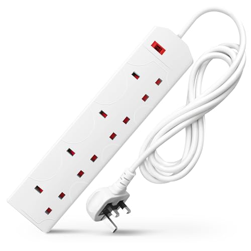DESIRETECH White Electric Extension Lead - 4 Gang, 2 Metre... - Maison & Cuisine Amazon Royaume-Uni à 6.99€