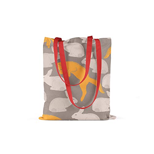 Le Jardin du Lin Bedruckte Einkaufstasche mit Roten Langen... - Maison & Cuisine Amazon Allemagne à 6.43€