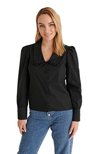 NA-KD Camisa con Detalle de Cuello para Mujer, Negro, 36 - Amazon Espagne à 11.79€