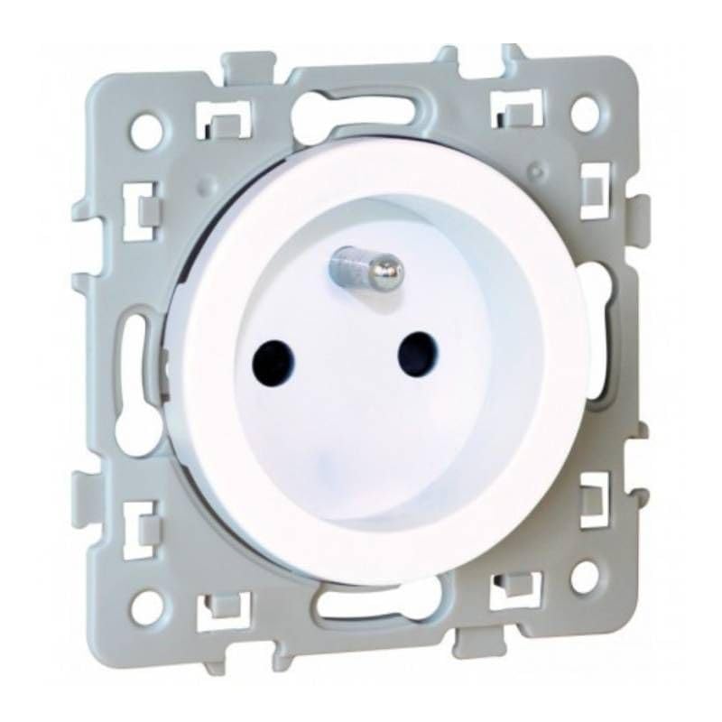 SQUARE Prise de courant 2 postes + T blanc EUR'OHM 60260 - Fournitures Bureau en promo à 2.30€