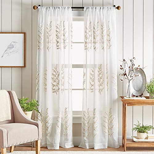 Martha Stewart Vorhangpaneel mit Georgia-Stickerei... - Maison & Cuisine Amazon Allemagne à 19.44€