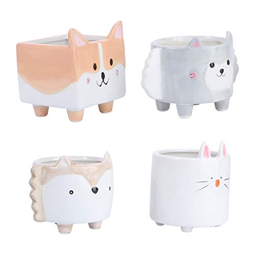 4 Pièces Pot De Fleurs en Céramique Joli Planteur Pot De... - Jardin & Extérieur Amazon France à 24.19€