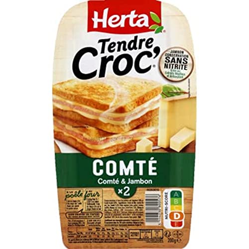 Herta Tendre croc jambon et comté - La barquette de 2, 200g - Épicerie Amazon France à 2.69€
